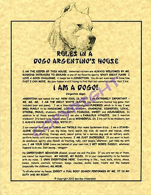 Rules In A Dogo Argentino's House