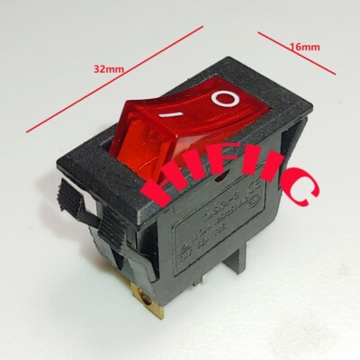 TEMSE TMSK4-3 16A 125/250VAC 3 Pins 2 positions Rocker Switch With Red Lamp