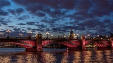 Landscape london city night cathedral river thames uk Custom Gaming Mat Desk
