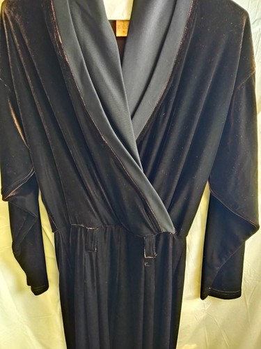 VTG Womens The last best Place Brown Crushed Velvet Long Jumpsuit Medium Tall - Picture 10 of 15