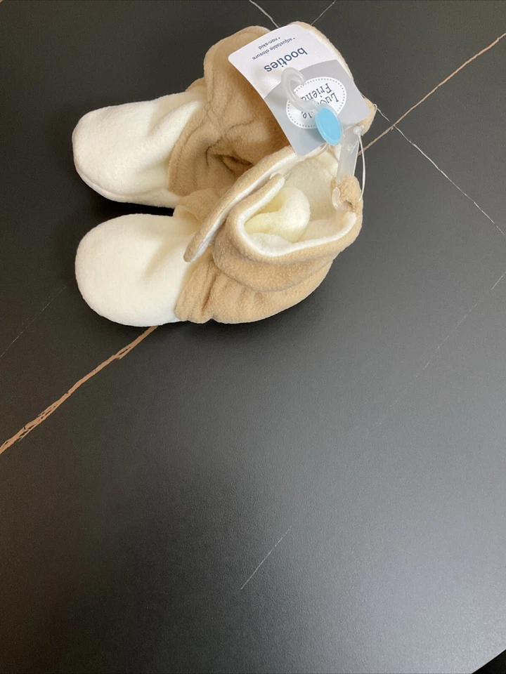Acogedores botines de vellón Luvable Friends para bebé con parte inferior antideslizante tostados 18-24M Foto 3 de 4