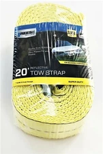 REESE 2" x 20' REFLECTIVE SUPER DUTY RECOVERY TOW STRAP 10000LB WITH HOOK ENDS