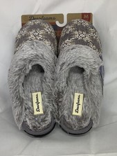 Dearfoams Women's Allison Textured Chenille Knit Scuff Slipper Gray MEDIUM 7-8