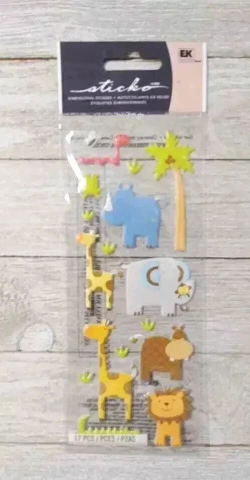 大象丛林乐趣贴纸 EK 成功蓬松长颈鹿 17 件套 — 第 2/2 张图片