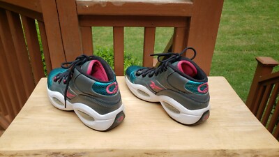 Rare Reebok Iverson Question Mid Rivet Grey Teal Pink White  display picture 3