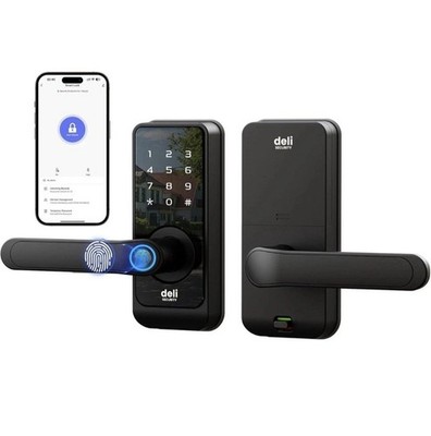 Deli Security Smart Fingerprint Lever Lock W/Handle PIN/Fingerprint New Sealed
