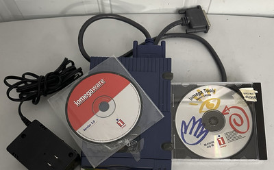Iomega Zip Drive 100 Parallel Port External Disk Drive Z100P2 w/ Adapter & Cable