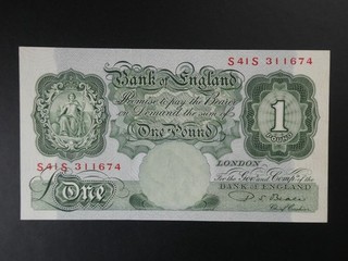 REPLACEMENT S S PREFIX 1950 BEALE (GB/ENGLAND) £1 BANKNOTE FRESH ORIGINAL EF