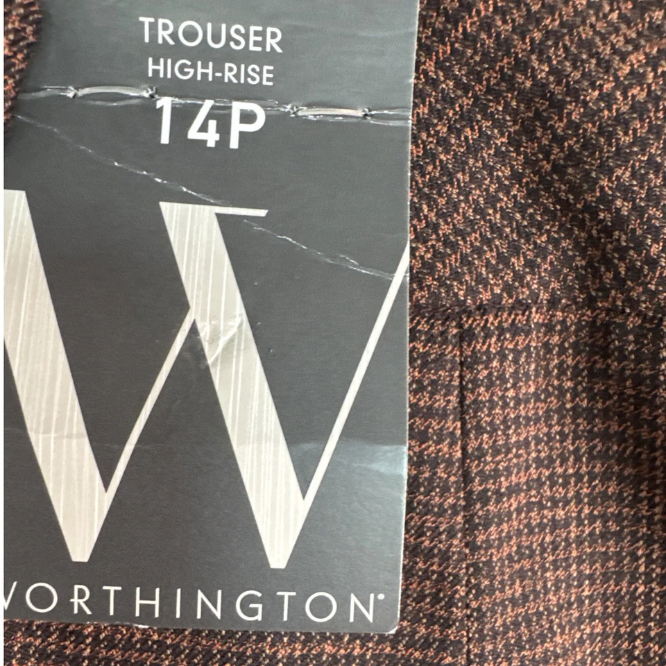 Worthington Industries Size 14P High Rise Trouser Rust/Black Plaid  Wrinkle Free - Image 3 of 3