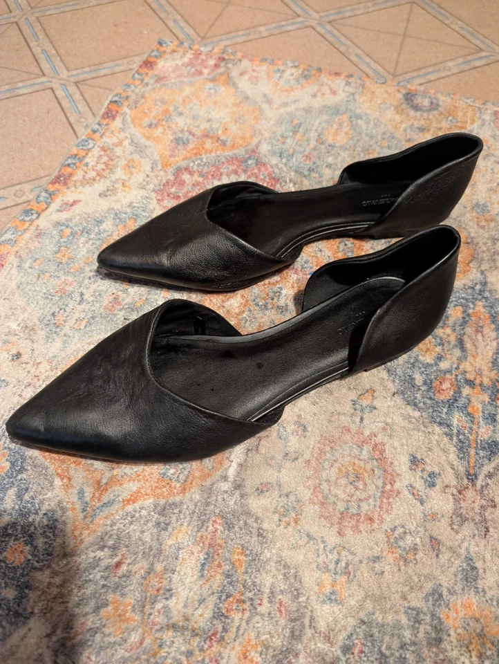 ZAPATOS PLANOS BANANA REPUBLIC NEGROS D'ORSAY PUNTA CUERO TALLA 10 Foto 3 de 4