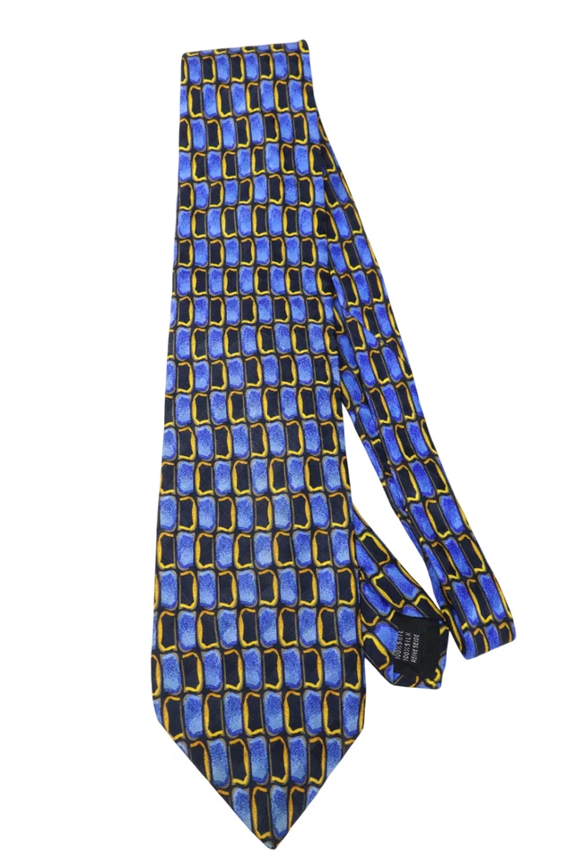 Accents Tie Men One Size Blue Pattern Pointed Pure Silk - Image 4 of 4