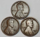 1925 P D S Lincoln Wheat Cents, (3) Penny Lot, Great For Albums - LH-25A