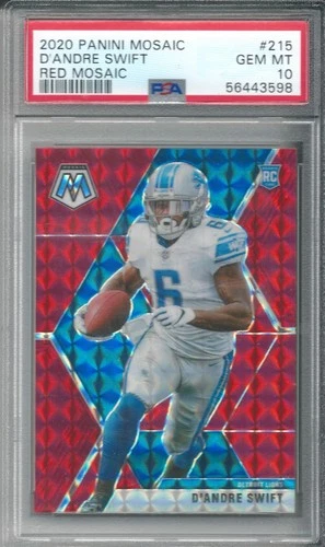 2020 Panini Mosaic D'Andre Swift Red Mosaic Rookie SP PSA 10 Lions Bears