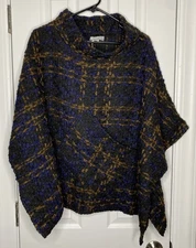 World Market Women’s Cowl Neck Knit Poncho Multicolor One Size New