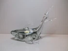 Vtg Murano Italy Art Glass Gray Clear Shark Figurine Paper Weight Mid Century