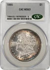 1885 CACG MS63 Morgan Dollar, Stunning Dual Sided Album Tone, Choice MS, PQ, CAC
