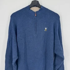 Peter Millar Winged Foot Golf Blue XL Merino Wool Golf Sweater 1/4 Zip Pullover