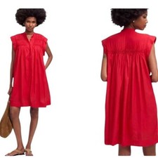 Madewell Embroidered Pleated Mini Dress in Watermelon Women's Size Small NEW