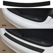 Car Rear Guard Trim Cover Bumper Protector Sill Plate Trunk Rubber Pad Kit Black