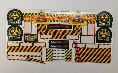 Vintage 1992 Hasbro GI Joe Cobra Toxo-Lab Playset Sticker Sheet Original #1