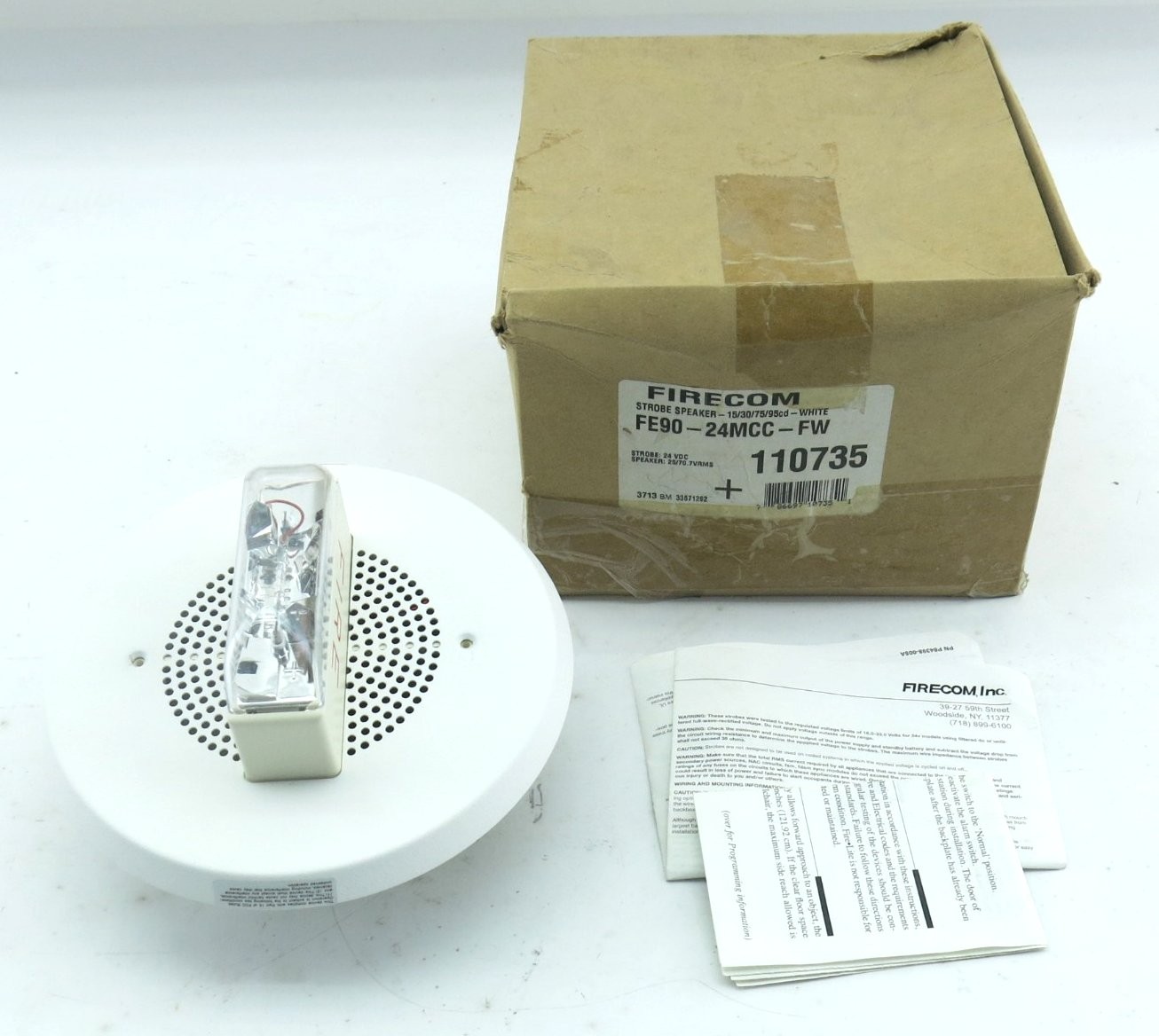 Firecom FE90-24MCC-FW White Fire Alarm Signal Speaker Strobe New Open Box