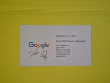 Vint Cerf   Internet Pioneer.  Signed. Autographed Business Card  No Inscription