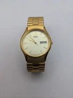 Vintage Seiko Men 7N43-8A89 Fashion Gold Tone Quartz  For Parts Or Repair Only