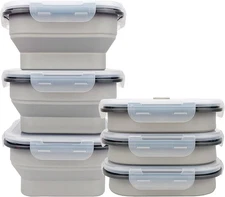CARTINTS Large 1200ml Collapsible Bowls with Lids, Silicone Food Storage Contain