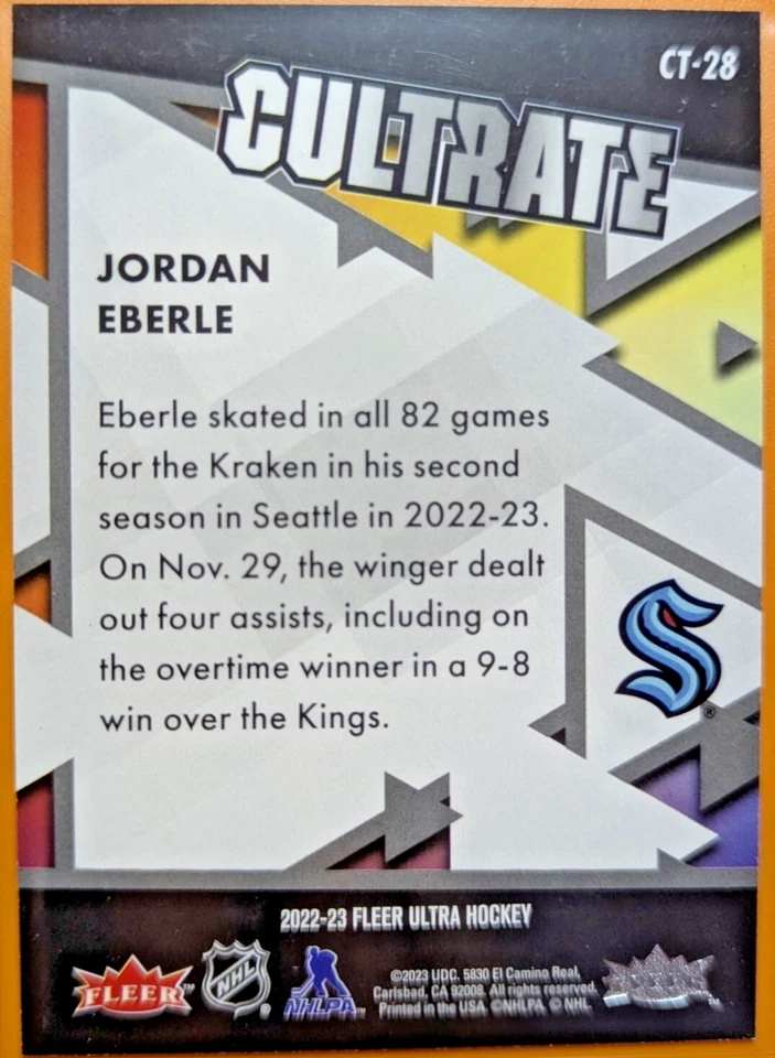 2022-23 Upper Deck Fleer Ultra #CT-28 Jordan Eberle Cultrate - Image 2 of 2