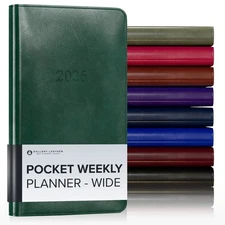 Gallery Leather Pocket Weekly Monthly Planner 2025, Elegantly Bound Calendar ...