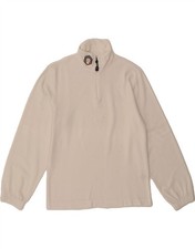 FILA Mens Zip Neck Fleece Jumper Small White Polyester AA02