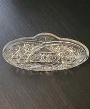 Antique American Brilliant Cut Glass Crystal Celery Relish Oval Dish Tray 8.25"