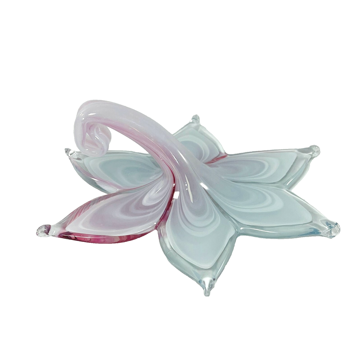 Murano Blown Glass Flower Pink White Silver Made in Italy New | eBay