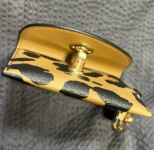 Coach Turnlock astuccio porta carte leopardato stampa animalier pelle nuovo con etichetta con clip - Foto 3 di 4
