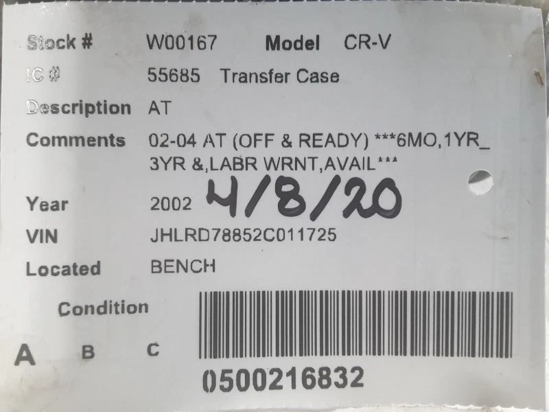 Transfer Case 02 2002 Honda CR-V 142K Miles 4X4 4WD - Image 4 of 4