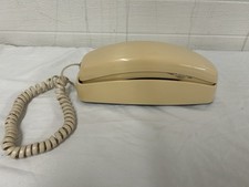 Vintage AT T Trimline 230 Phone Beige Curly Corded Landline Desk Wall Telephone