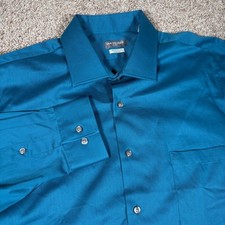 Van Heusen Flex Regular Fit Stretch Dress Shirt Pool Blue 17 32/33 XL NEW