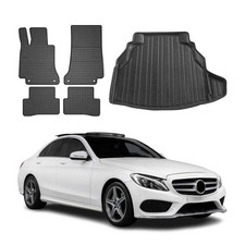 Fußmatten & Kofferraumwanne Set für Mercedes C Klasse W205 2013-2025 Gummi 5x Fußmatten & Kofferraumwanne Set für Mercedes C Klasse W205 2013-2025 Gummi 5x