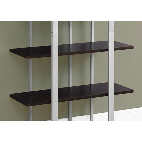Bookcase-60 H Silver Metal, Cappuccino - Picture 3 of 4
