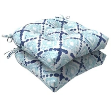  Outdoor Seat Cushions Seasonal 19x19x4 ( Round Back ) Boho Geometry Blue