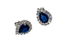 Vintage Earrings – 925 Sterling Silver Charm for Women in Sapphire