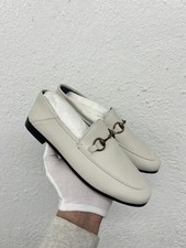 Authentic GUCCI 5 US 35 EU Jordaan Horsebit Brixton Loafer White Leather New