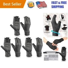 3 Pairs Fingerless Compression Gloves for Arthritis Relief - Unisex & Versatile