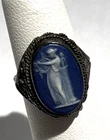 Vintage Sterling Silver Wedgwood Jasperware Cameo Ring Size 3.75 ~ Signed