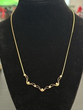 Vintage Faux Pearl Gold Tone Necklace And Earrings Set