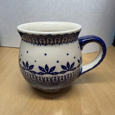 Manufaktura w Bolesławcu Polish Pottery Gentlemen's Cup Bubble Mug Coffee Tea LN