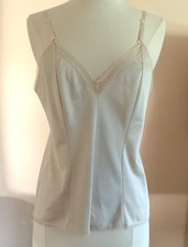 VTG UNBRANDED SZ 36 BEIGE ALL NYLON CHEMISE CAMI ILGWU APPEARS UNWORN 1970'S EXC