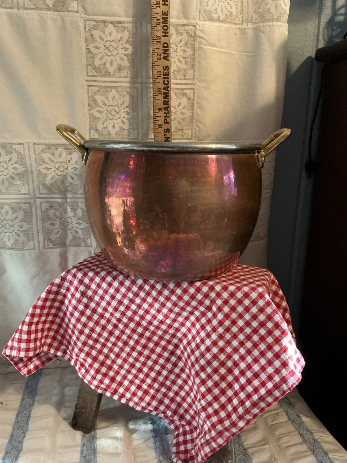 RUFFINO Hammered antique copper Stockpot, Signed. 8qt, Tin Lined, Made In Italy