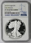 2018-W American Silver Eagle $1 PF 70 Ultra Cameo NGC Early Releases