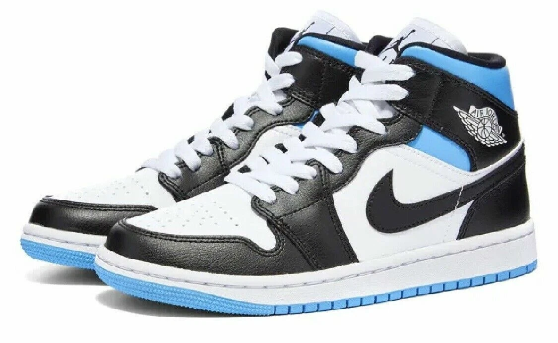 Nike Air Jordan 1 Mid Womenu0026#039;s Size 11 White/ Black-University Blue  BQ6472-102 | eBay